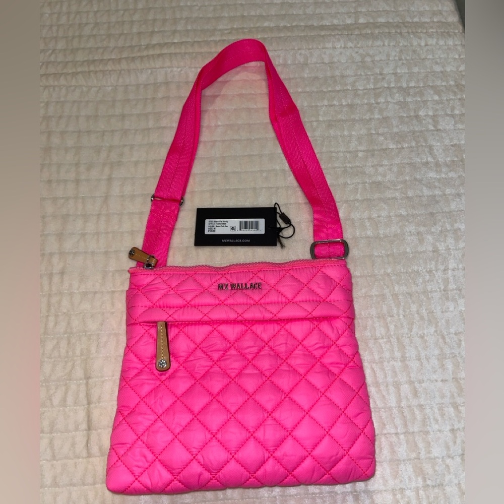MZ Wallace Metro Flat Crossbody Neon Pink